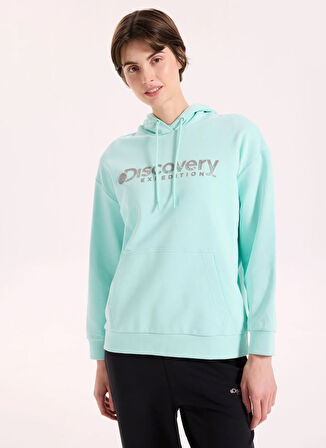 Discovery Expedition D5WL-SWT3608 Mint Kapüşon Yaka Relaxed Baskılı Kadın Sweatshırt