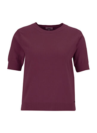 Jeep Bisiklet Yaka Basic Düz Örgü Desenli Mürdüm Kazak Kadın J5WL-KZK7130