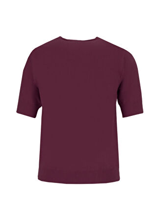 Jeep Bisiklet Yaka Basic Düz Örgü Desenli Mürdüm Kazak Kadın J5WL-KZK7130