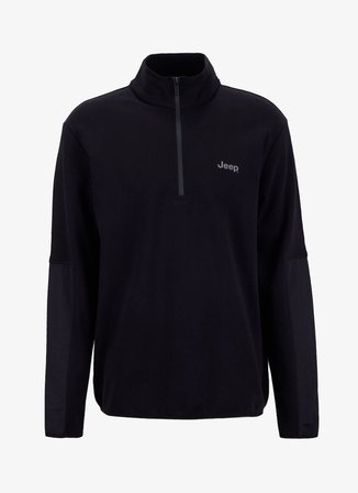 Jeep Dik Yaka Baskılı Siyah Erkek Sweatshırt J5WM-SWT7301