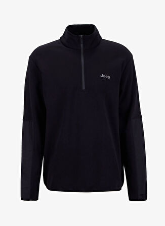 Jeep Dik Yaka Baskılı Siyah Erkek Sweatshırt J5WM-SWT7301