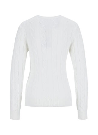 Jeep Bisiklet Yaka Basic Saç Örgü Desenli Ekru Kazak Kadın J5WL-KZK7128