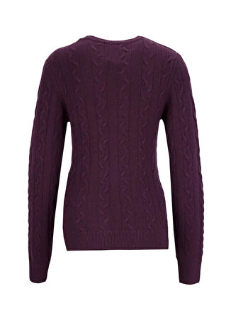 Jeep Bisiklet Yaka Basic Saç Örgü Desenli Mürdüm Kazak Kadın J5WL-KZK7128