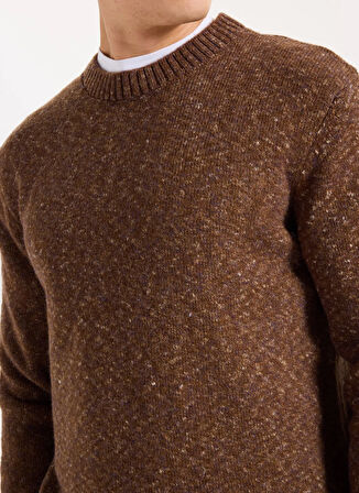 Jeep Bisiklet Yaka Relaxed Düz Örgü Desenli Kahve Erkek Kazak J5WM-KZK7867