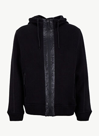 Discovery Expedition D5WM-HRK3788 Siyah Relaxed Örgü Desenli Erkek Hırka