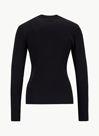 Mustang Polo Yaka Basic Düz Siyah Kazak Kadın M5WL-KZK1078