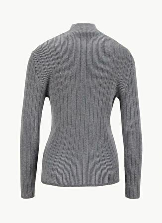 Mustang Yarım balıkçı Yaka Basic Düz Gri Kazak Kadın M5WL-KZK1079