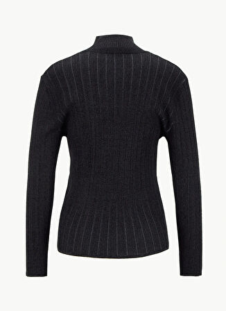 Mustang Yarım balıkçı Yaka Basic Düz Siyah Kadın Kazak M5WL-KZK1079