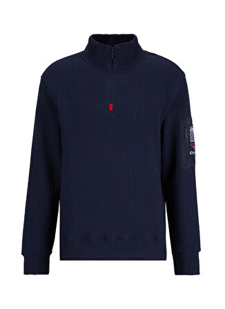 Discovery Expedition D5WM-SWT3800 Lacivert Dik Yaka Relaxed Düz Erkek Sweatshırt