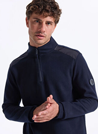 Discovery Expedition D5WM-SWT3810 Lacivert Dik Yaka Relaxed Düz Erkek Sweatshırt