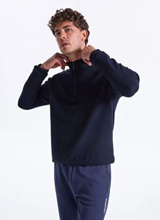 Discovery Expedition D5WM-SWT3810 Lacivert Dik Yaka Relaxed Düz Erkek Sweatshırt