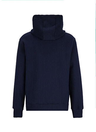 Discovery Expedition D5WM-SWT3796 Lacivert Kapüşon Yaka Relaxed Jakarlı Erkek Sweatshırt