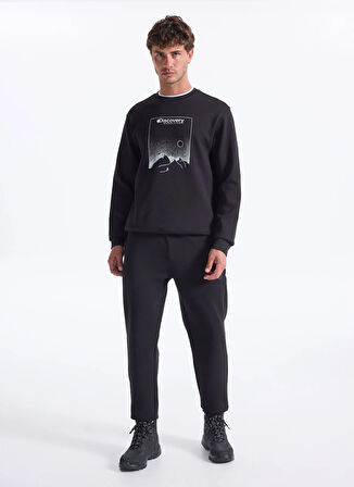 Discovery Expedition D5WM-SWT3804 Siyah Bisiklet Yaka Relaxed Baskılı Erkek Sweatshırt