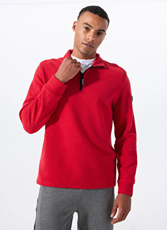Discovery Expedition D5WM-SWT3871 Kırmızı Dik Yaka Relaxed Düz Erkek Sweatshırt