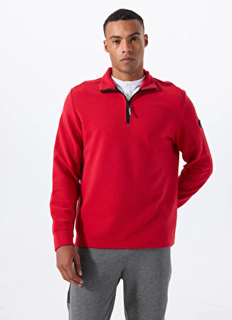 Discovery Expedition D5WM-SWT3871 Kırmızı Dik Yaka Relaxed Düz Erkek Sweatshırt