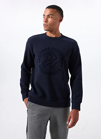 Discovery Expedition D5WM-SWT3872 Lacivert Bisiklet Yaka Relaxed Baskılı Erkek Sweatshırt