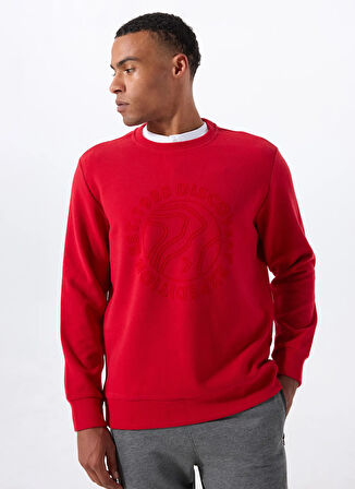 Discovery Expedition D5WM-SWT3872 Kırmızı Bisiklet Yaka Relaxed Baskılı Erkek Sweatshırt