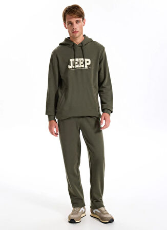 Jeep Kapüşon Yaka Baskılı Haki Erkek Sweatshırt J5WM-SWT7294