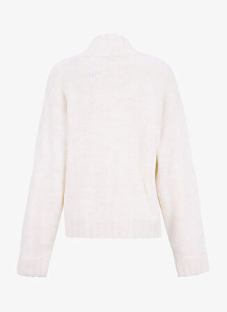 Mustang Fermuarlı Yaka Relaxed Düz Ekru Kazak Kadın M5WL-KZK1451