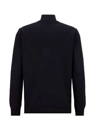 Jeep Dik Yaka Relaxed Düz Örgü Desenli Siyah Erkek Kazak J5WM-KZK7204