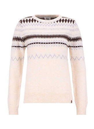 Jeep Bisiklet Yaka Relaxed Jakarlı Ekru Kazak Kadın J5WL-KZK7157