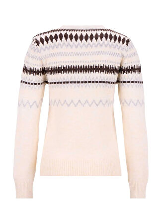 Jeep Bisiklet Yaka Relaxed Jakarlı Ekru Kazak Kadın J5WL-KZK7157