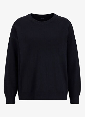 Mustang Bisiklet Yaka Relaxed Düz Örgü Desenli Siyah Kazak Kadın M5WL-KZK1095