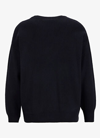 Mustang Bisiklet Yaka Relaxed Düz Örgü Desenli Siyah Kazak Kadın M5WL-KZK1095