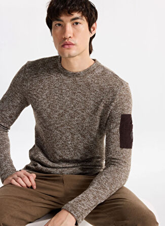 Discovery Expedition D5WM-SWT3823 Kahve Bisiklet Yaka Relaxed Düz Erkek Kazak