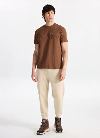 Discovery Expedition D5WM-TST3860 Açık Kahve Bisiklet Yaka Relaxed Baskılı Erkek T-Shirt