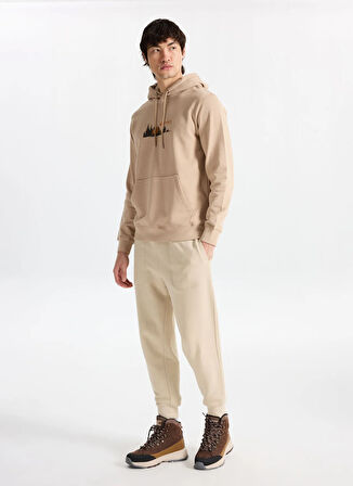 Discovery Expedition D5WM-SWT3851 Açık Kahve Kapüşon Yaka Relaxed Baskılı Erkek Sweatshırt