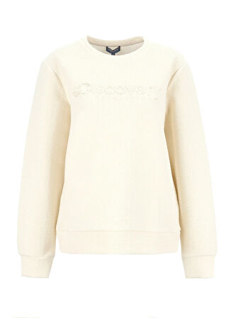 Discovery Expedition D5WL-SWT3588 Ekru Dik Yaka Relaxed Nakışlı Kadın Sweatshırt