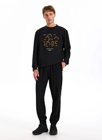 Jeep Bisiklet Yaka Baskılı Siyah Erkek Sweatshırt J5WM-SWT7286