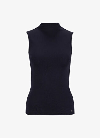 Mustang Yarım balıkçı Yaka Düz Siyah Kadın T-Shirt M5WL-TST1988