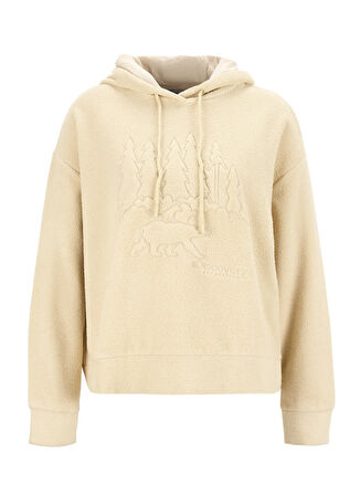 Discovery Expedition D5WL-SWT3505 Açık Bej Kapüşon Yaka Relaxed Nakışlı Kadın Sweatshırt