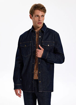 Jeep Relaxed Lacivert Erkek Denim Gömlek J5WM-GML7871