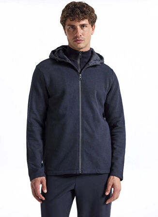 Fabrika Kapüşon Yaka Düz Lacivert Erkek Sweatshırt F5WM-SWT 2249