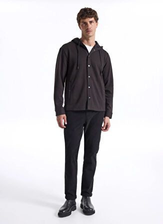 Fabrika Kapüşon Yaka Düz Siyah Erkek Sweatshırt F5WM-SWT 2881