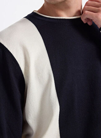 Fabrika Bisiklet Yaka Slim Fit Düz Lacivert Erkek Kazak F5WM-KZK 2269