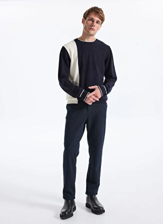 Fabrika Bisiklet Yaka Slim Fit Düz Lacivert Erkek Kazak F5WM-KZK 2269