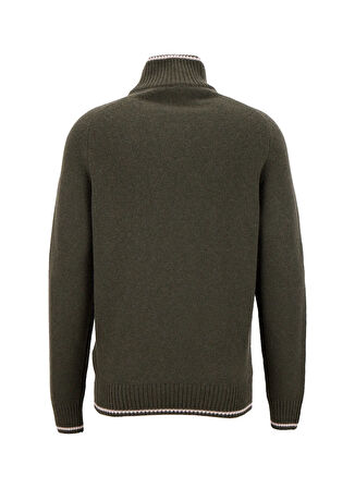 Fabrika Bato Yaka Slim Fit Düz Koyu Haki Erkek Kazak F5WM-KZK 2523