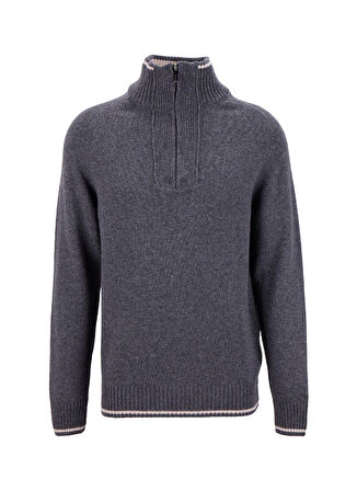 Fabrika Bato Yaka Slim Fit Düz Antrasit Erkek Kazak F5WM-KZK 2523