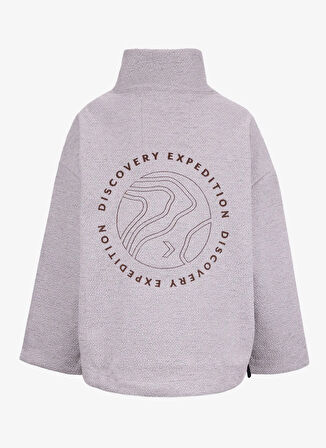 Discovery Expedition D5WL-SWT3589 Bej Dik Yaka Relaxed Düz Kadın Sweatshırt
