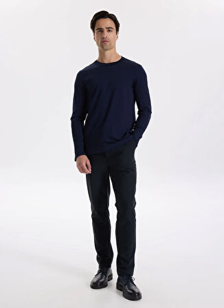 Fabrika Bisiklet Yaka Slim Fit Düz Lacivert Erkek Kazak F5WM-KZK 2521