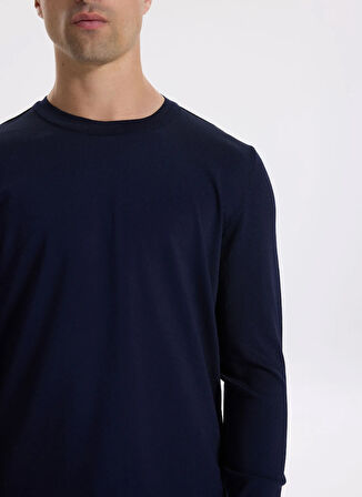 Fabrika Bisiklet Yaka Slim Fit Düz Lacivert Erkek Kazak F5WM-KZK 2521