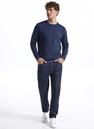 Fabrika Bisiklet Yaka Düz Lacivert Erkek Sweatshırt F5WM-SWT 2276