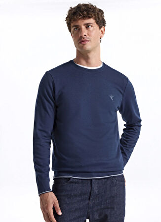 Fabrika Bisiklet Yaka Düz Lacivert Erkek Sweatshırt F5WM-SWT 2276