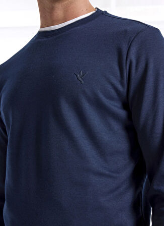 Fabrika Bisiklet Yaka Düz Lacivert Erkek Sweatshırt F5WM-SWT 2276