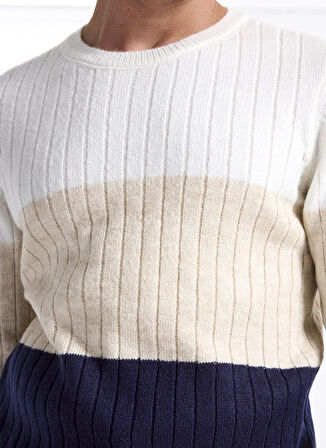 Fabrika Bisiklet Yaka Slim Fit Düz Lacivert Erkek Kazak F5WM-KZK 2272