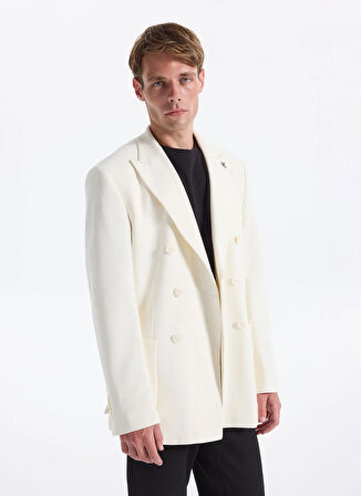 Fabrika Slim Fit Ekru Erkek Düz Ceket SANTORINI- JERSEY